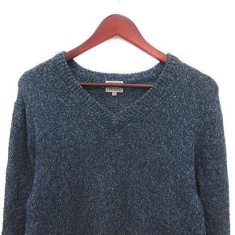 グリーンレーベルリラクシング ユナイテッドアローズ ニット セーター Vネック 麻混 リネン混 長袖 L 紺 ネイビー メンズ