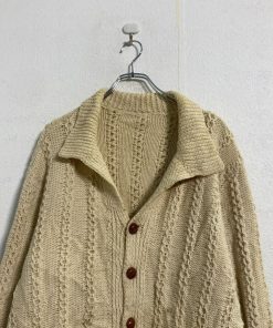 ニット セーター カーディガン 2XL〜 ベージュ ショールカラー ビッグサイズ 古着卸 アメリカ仕入 a606-5752