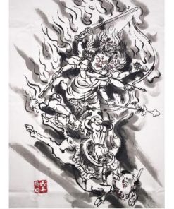 ふるさと納税 和泉市 手描きTシャツ 仏画 大威徳明王 白 (半袖 Lサイズ)