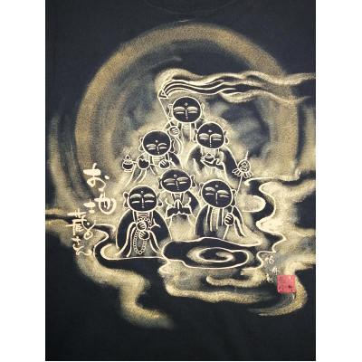 ふるさと納税 和泉市 手描きTシャツ 仏画 六地蔵 黒 (半袖 Mサイズ) - 画像 (2)