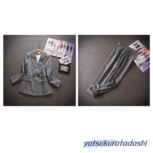 レディース スーツセット 2点セット パンツスーツ ビジネススーツ 女性 春秋新作 テーラード 大きいサイズ 韓国風 着痩せ 体型カバー 大人かわいい