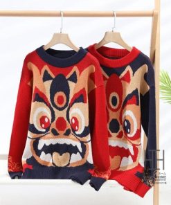 ホームアイホーム セーター メンズ ジャガードセーター 動物柄セーター ニット 長袖 丸首 暖かい 保温 トップス インナー かわいい 柔らかい  カジュアル ニットセーター 秋冬